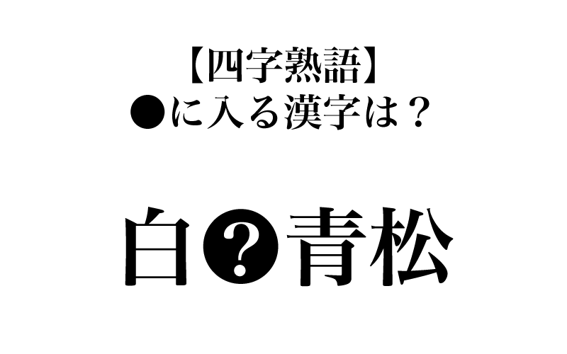 【漢字】「白●青松」、●に入る漢字は？意外と知らない四字熟語３選